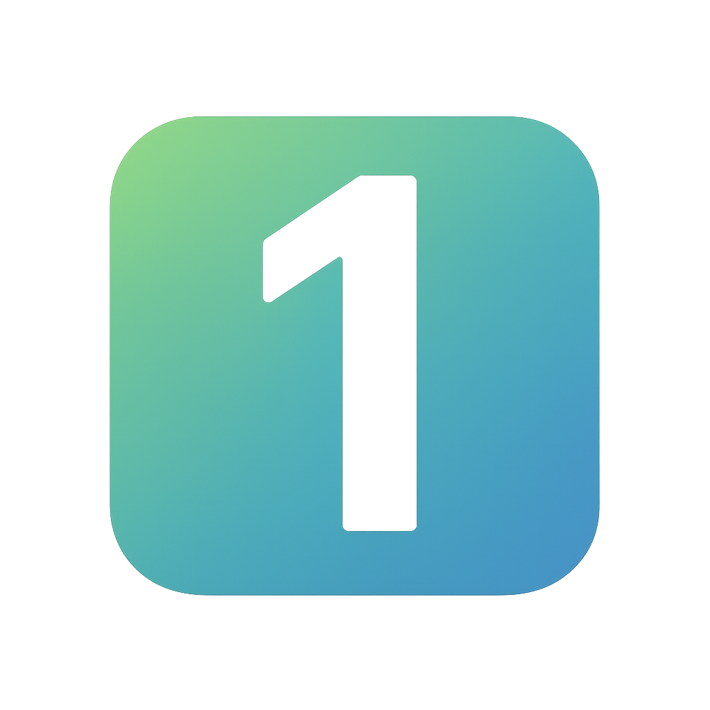 create an icon of 1 with gradiant green and blue-1